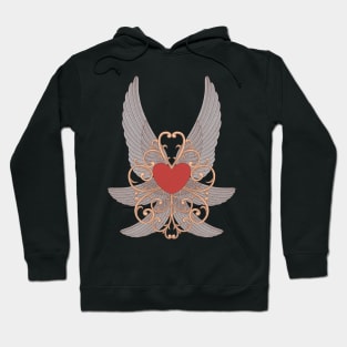 heart with six wings and ornament. vintage engraving vector illustration Hoodie